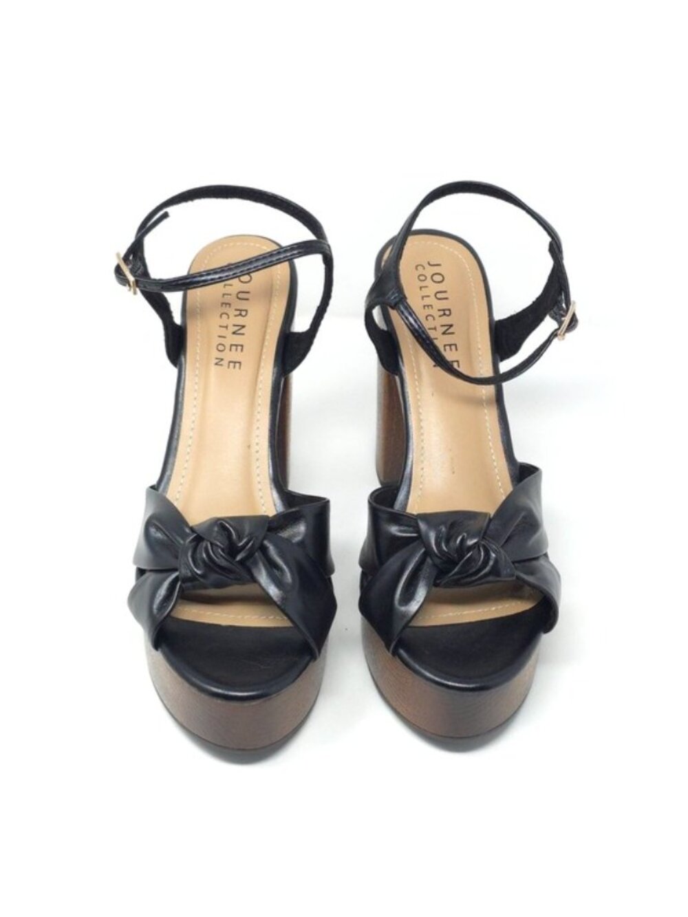 Journee Lorrica Black Knotted Platform Sandals Tru Comfort 9M - Picture 6 of 13